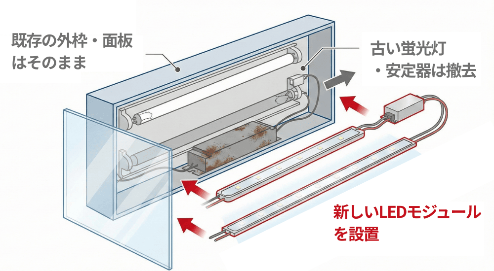 看板の蛍光灯をLEDに交換」は自分でできる？内照式看板のLED化の注意点 