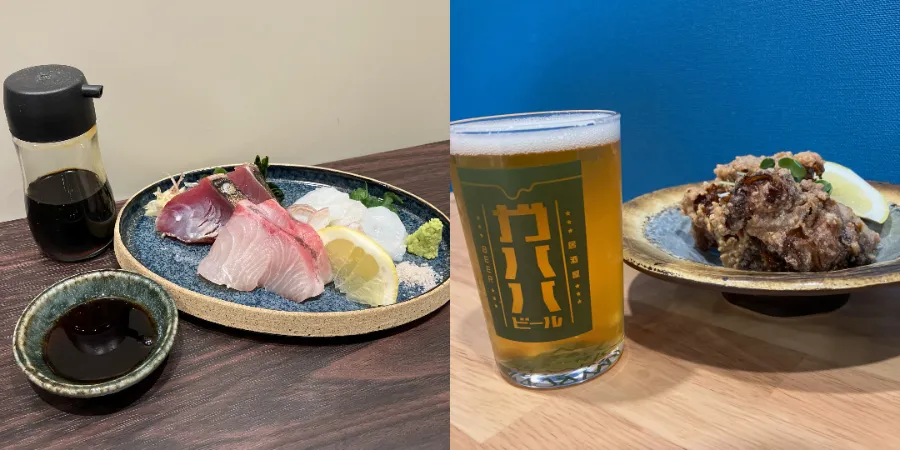 お刺身の盛り合わせとラム肉の唐揚げ（写真：店舗提供）