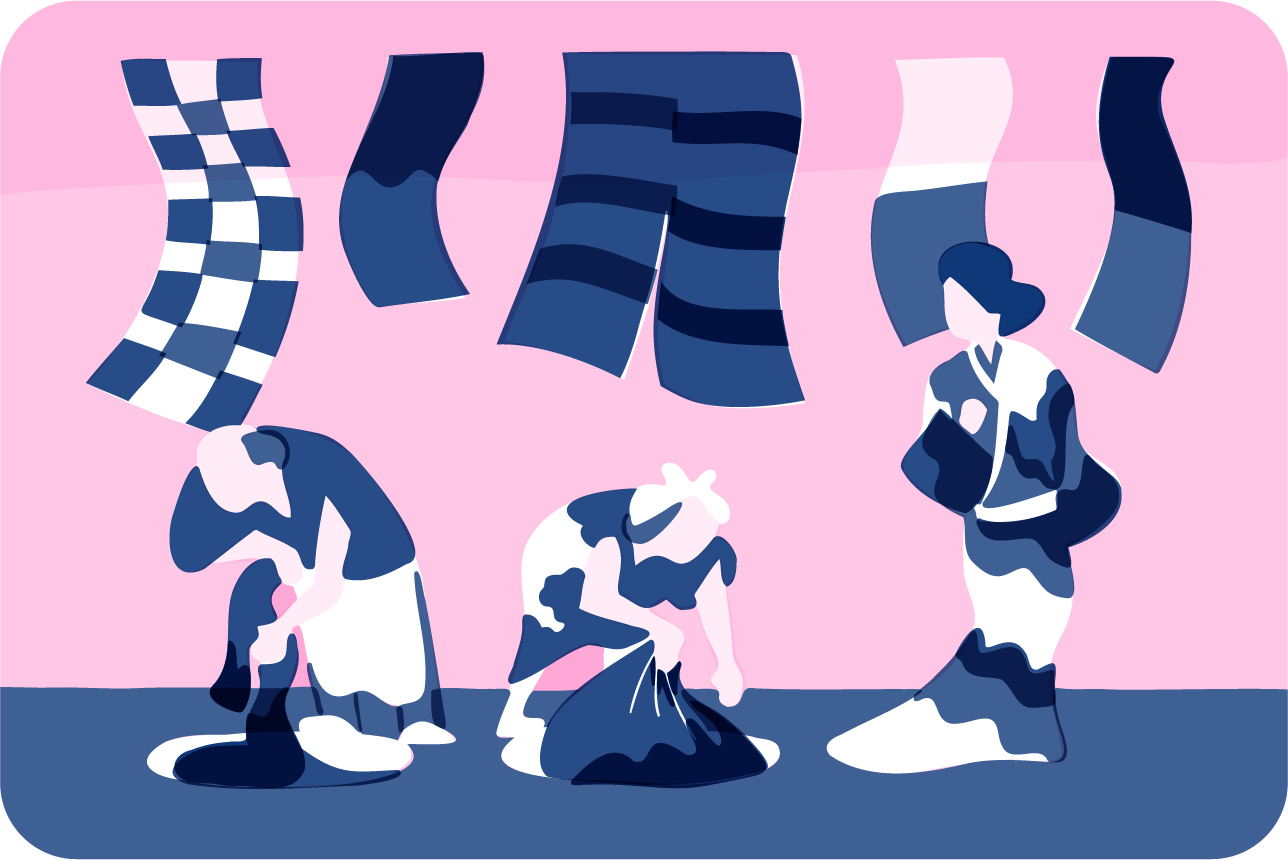 木綿と藍染め ｜のれん道