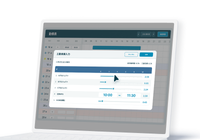 勤怠管理システム「TeamSpirit(チームスピリット)」のスマートフォンアプリでの打刻画面