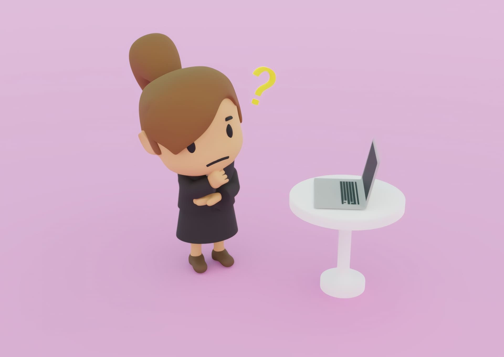 悩んでいる女性のイラスト