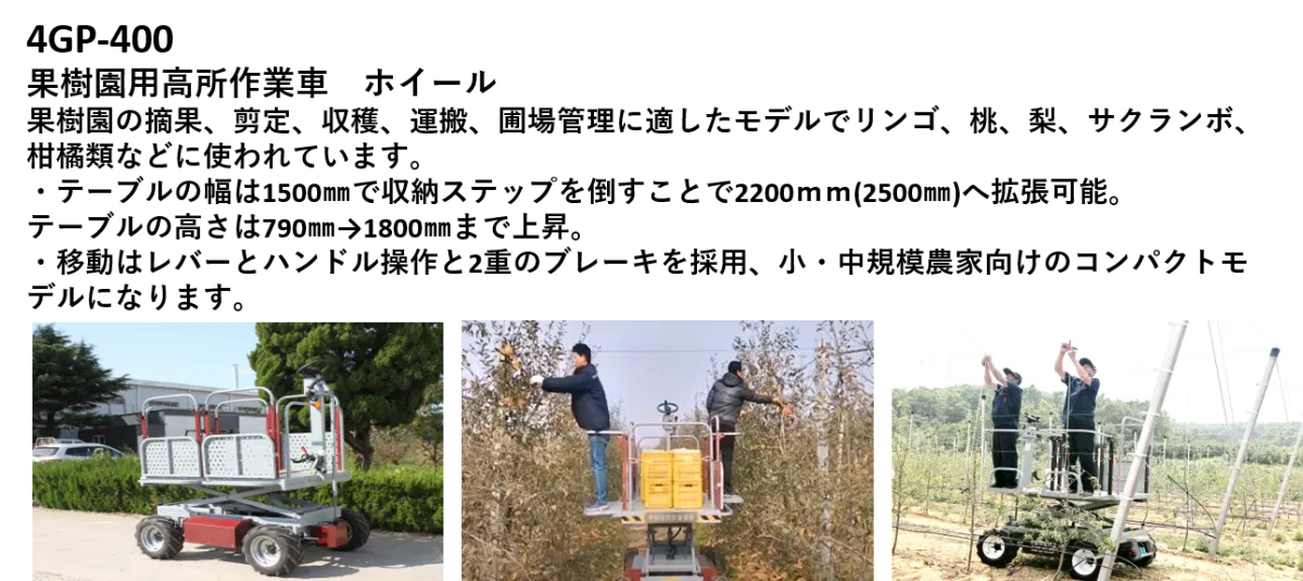 果樹園用高所作業車（ズーミー） ｜製品情報｜国際農機株式会社