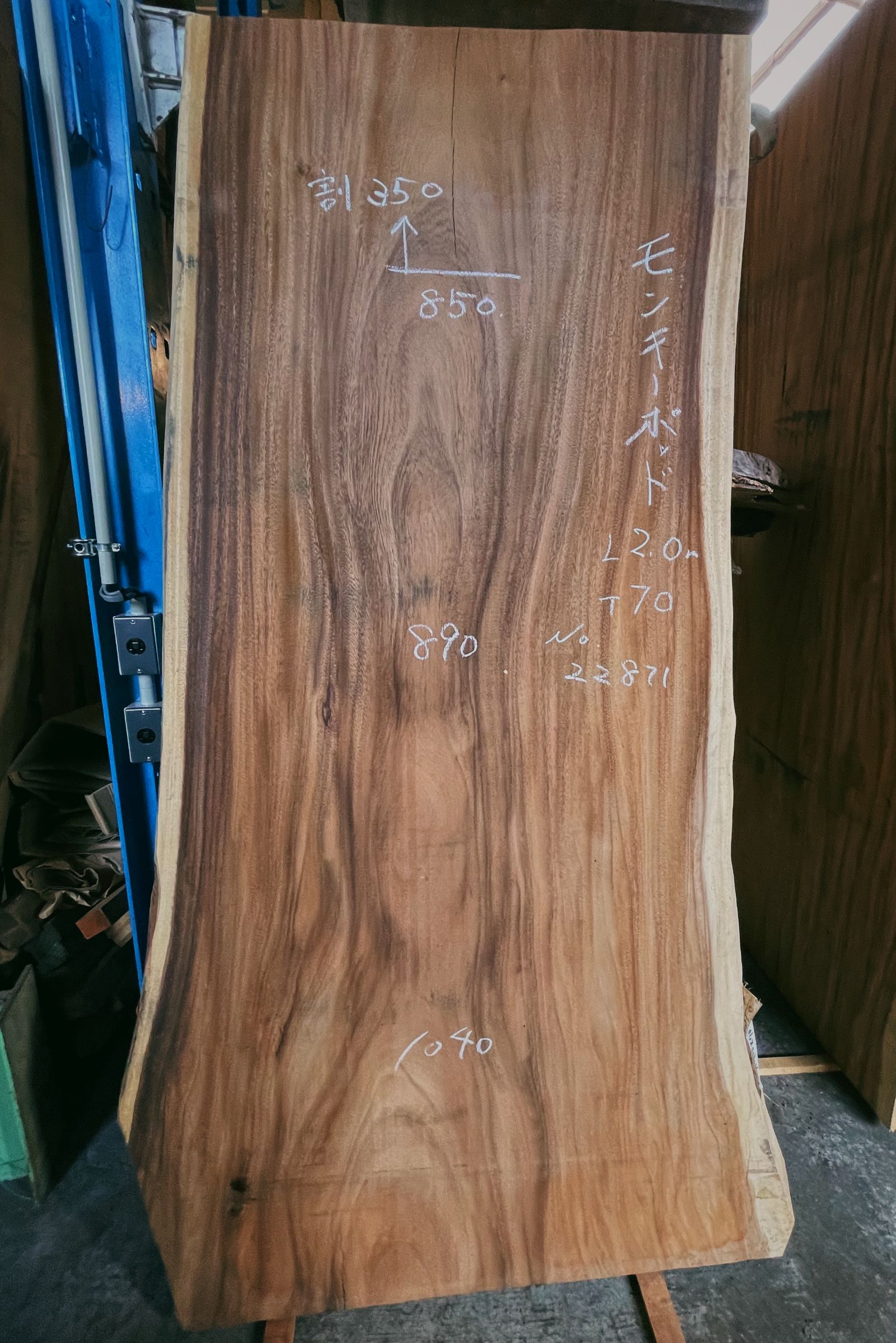 在庫】ダイニングテーブル向けモンキーポッドの一枚板 | 谷田木材-静岡