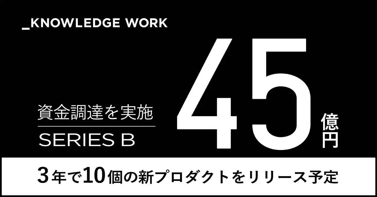 ナレッジワーク、シリーズBで45億円の資金調達を実施。3年で10個