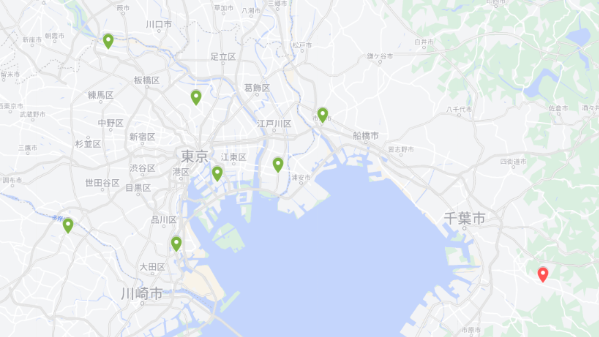 イオンネクストの拠点を表す地図