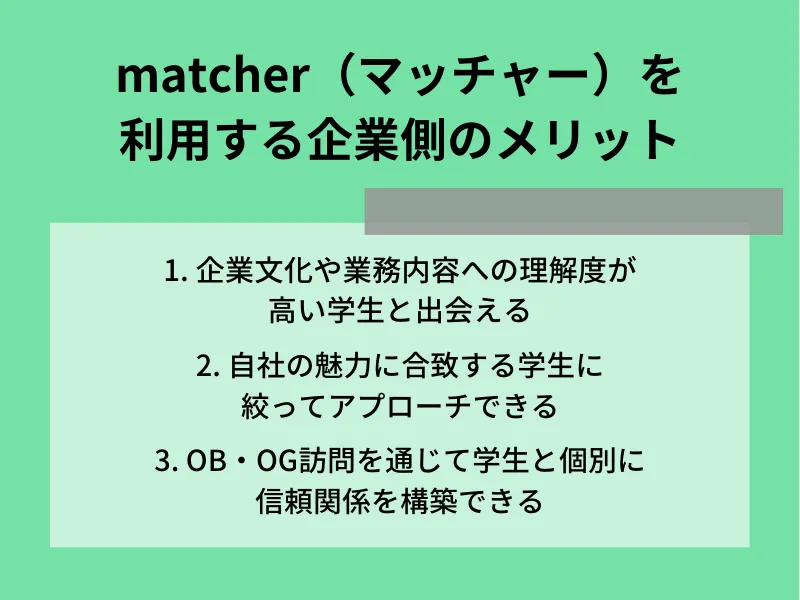 matcherを利用する企業側のメリット