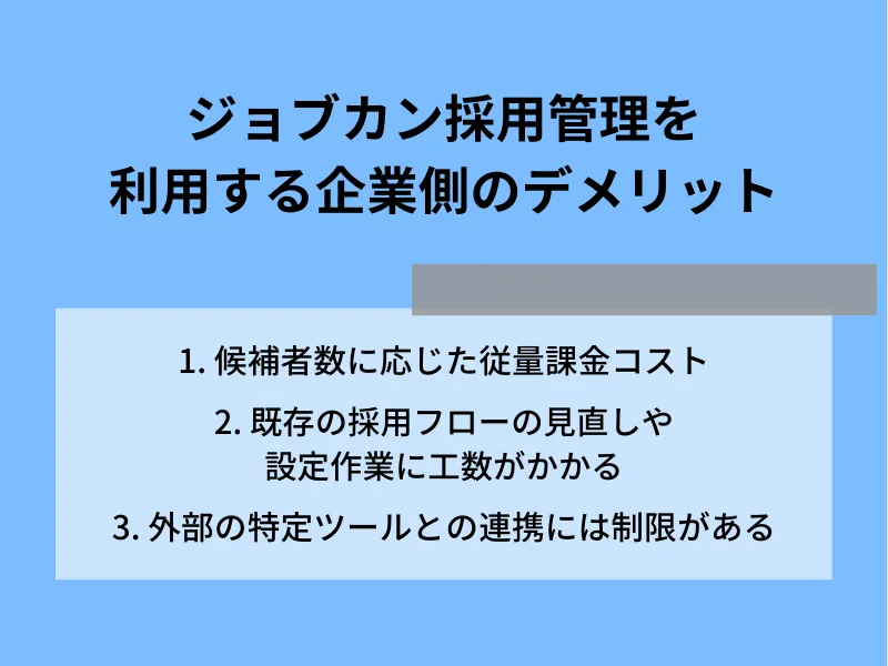 ジョブカン採用管理を利用する企業側のデメリット