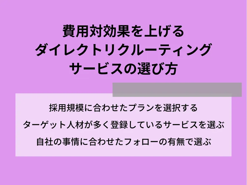 費用対効果を上げるダイレクトリクルーティングサービスの選び方