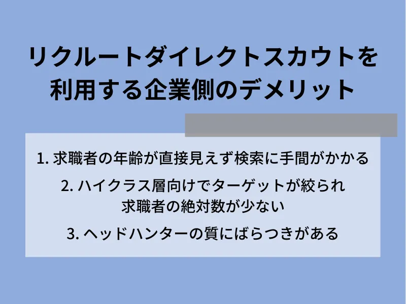 リクルートダイレクトスカウトを利用する企業側のデメリット