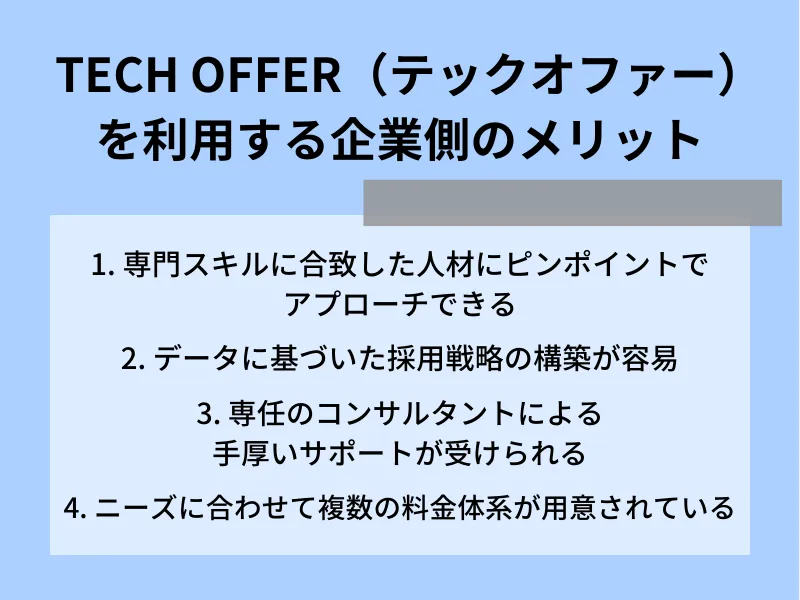 TECH OFFER（テックオファー）を利用する企業側のメリット