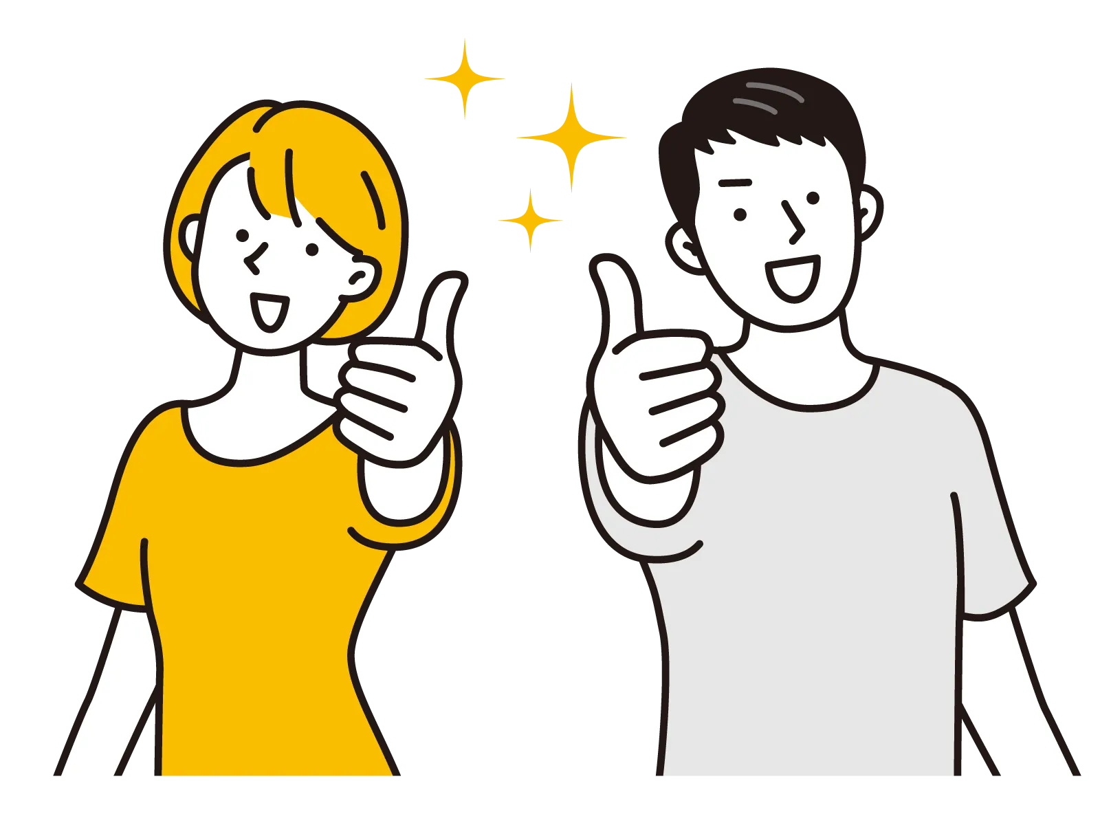 グッドマークをする女性と男性のペア