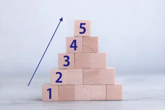 5段階の階段 数字 ステップアップ