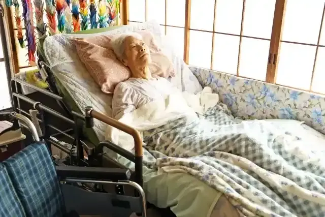 ベッドに横たわる認知症高齢者
