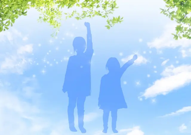 グリーンと子供　さわやか