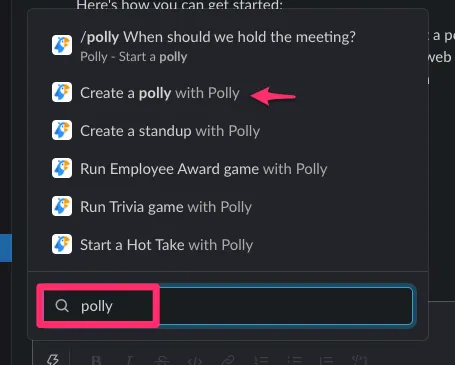 Create a polly with Pollyを選択