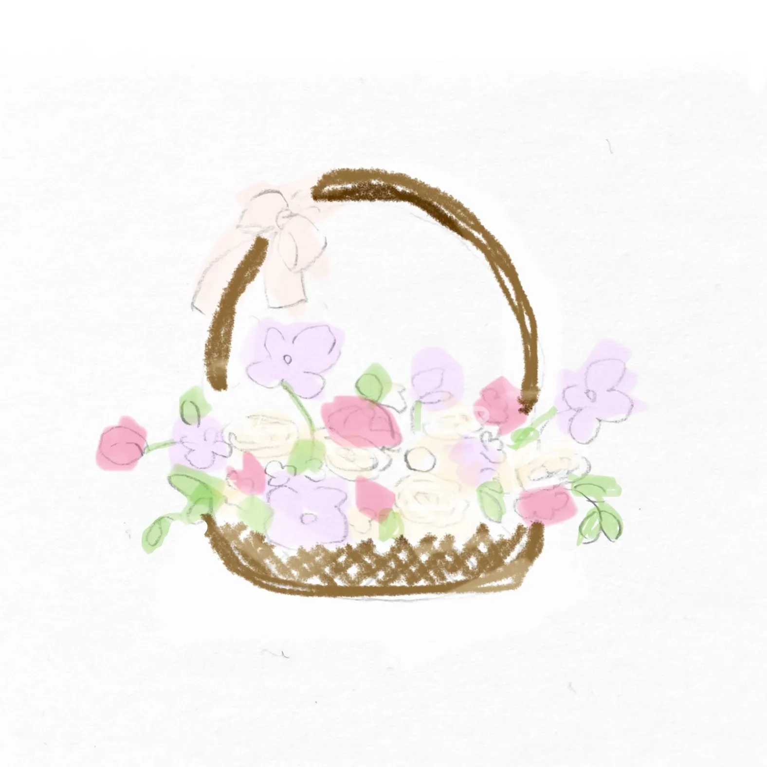 バスケットブーケのラフ画