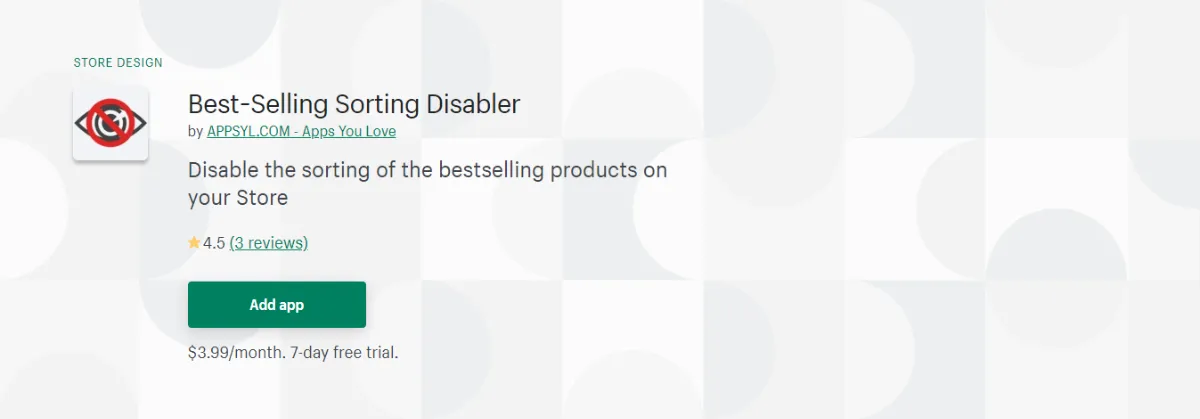 Appsyl's Bestseller Sorting - Disable the sorting of the bestselling  products on your Store