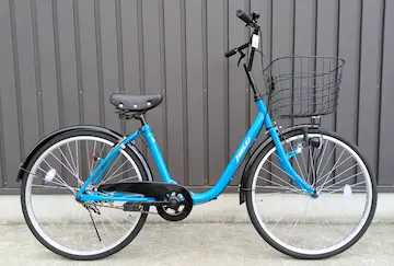 青色シティサイクル 前面バスケット付き ELCYCLIS シティサイクル 水色 前バスケット付き - メルカリ