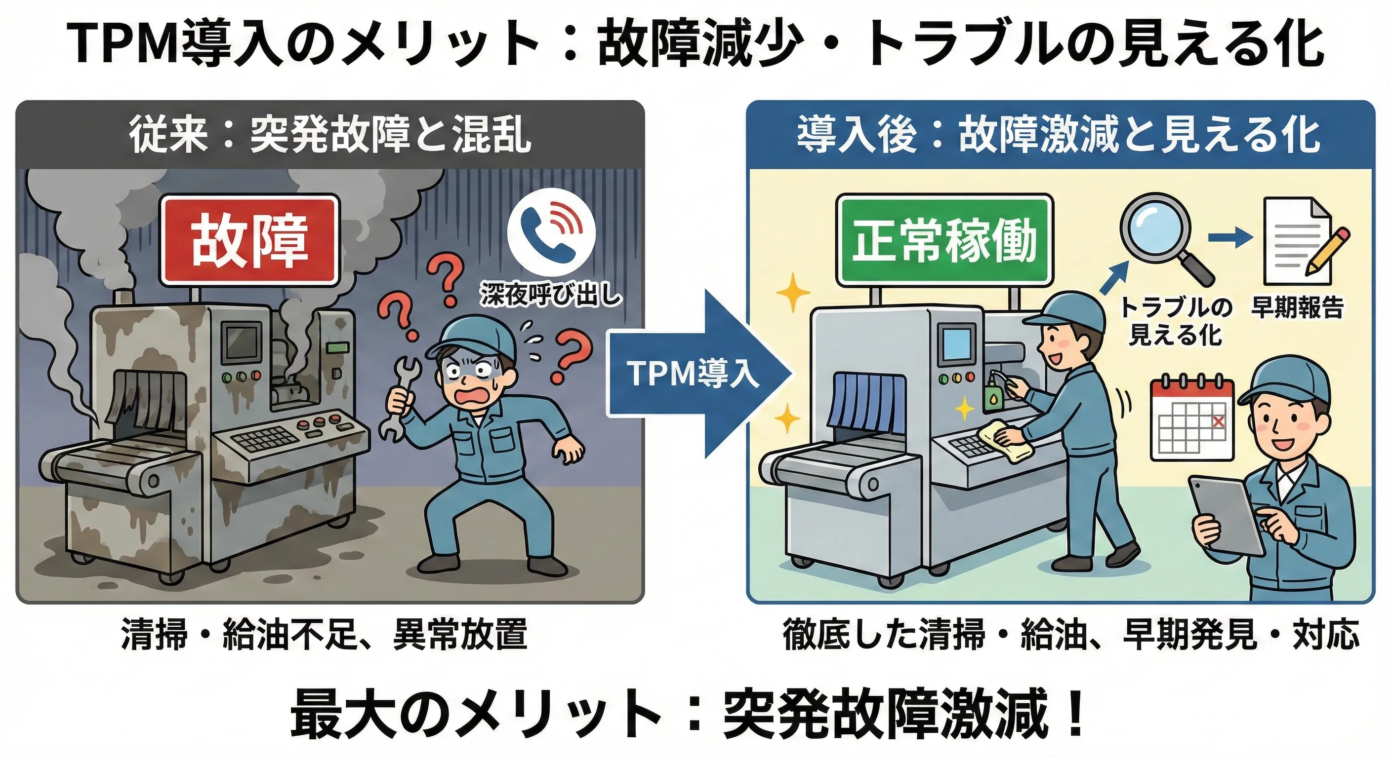 TPMとは？従来の保全との違いや「故障ゼロ」を実現する実践ステップを解説