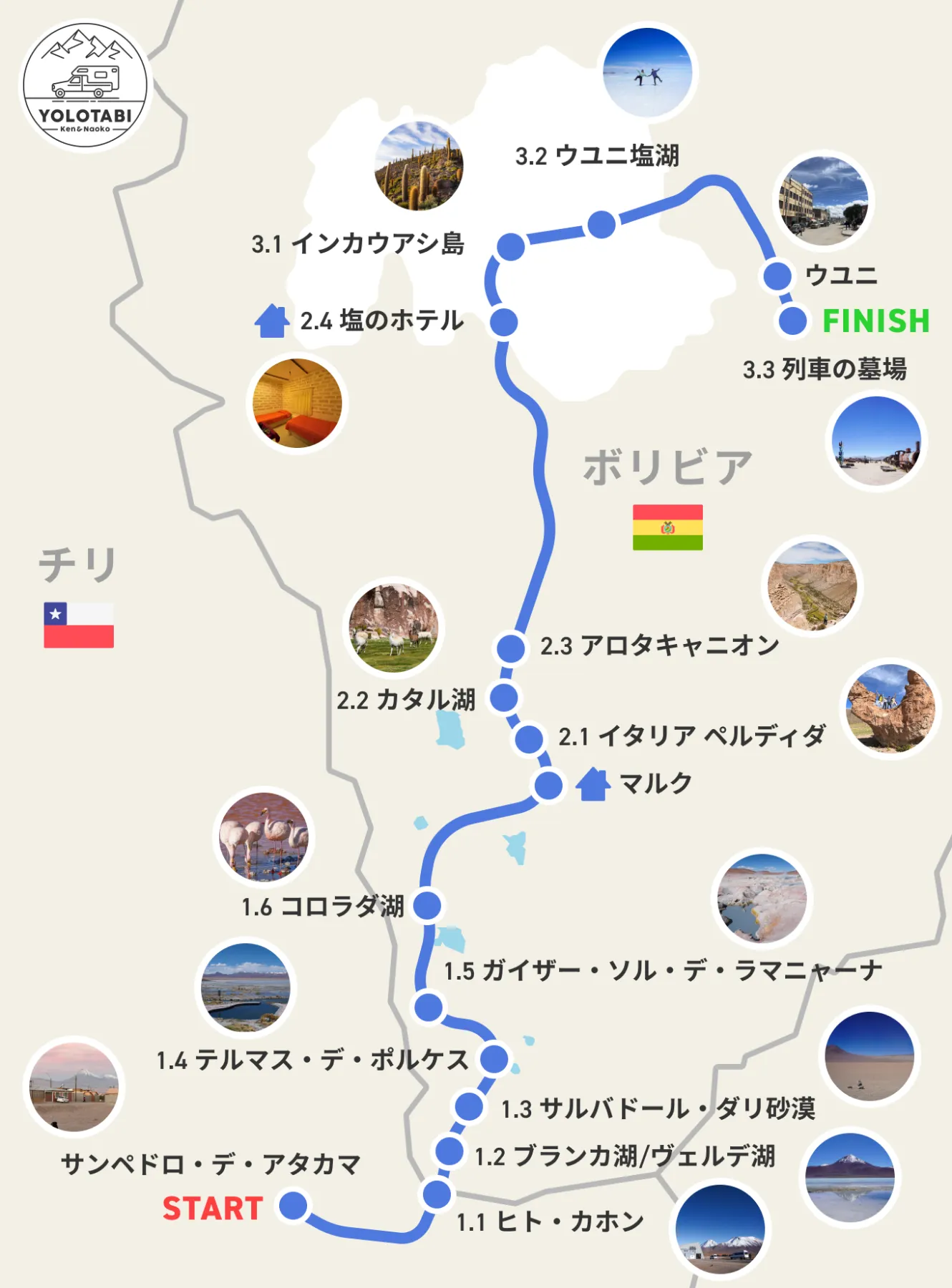 国境を越え壮大な景色を巡る大冒険！チリ・アタカマからボリビア ・ウユニまでの2泊3日ツアー