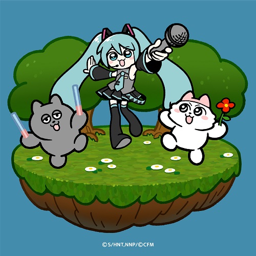 アールビバン　版画　黒猫さんとアメ　KEI ミクスドメディア　初音ミク絵師 初音ミク×招き猫」の浮世絵木版画が登場！ 2024年3月22日より