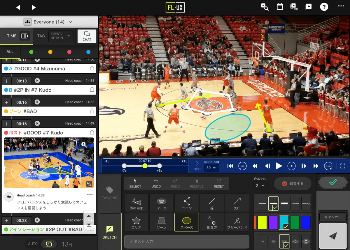 バスケットボール向けプレー分析アプリ Fl Ux Basketball