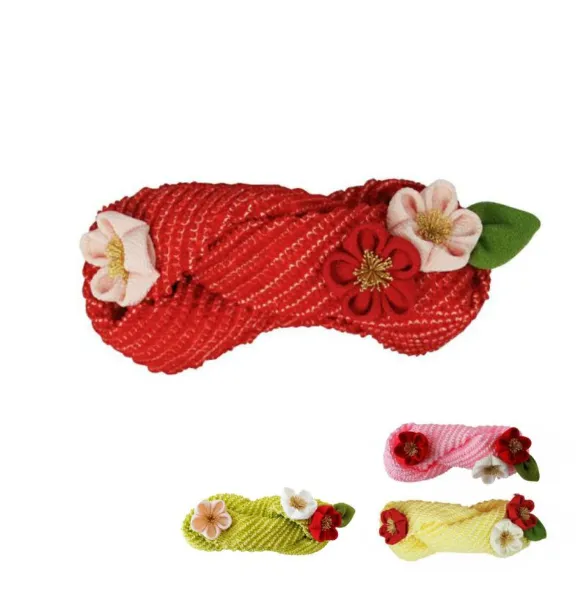 京都　祇園　かづら清老舗　オリジナル正絹ちりめん　六輪梅コーム 正絹 はるの 7歳～ | かづら清老舗オンラインショップ