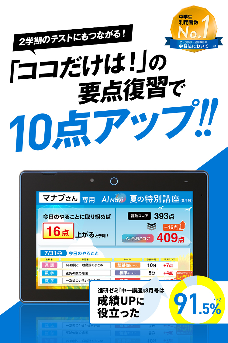 あんちゃん　進研ゼミ中学講座　　チャレンジ中学講座　中学生1年生　1年分 中一講座 | 進研ゼミ中学講座 |中学1年生向け通信教育