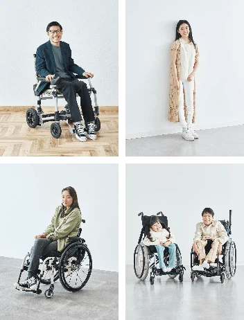 お直しした洋服を着用して笑顔を見せる利用者たちの写真