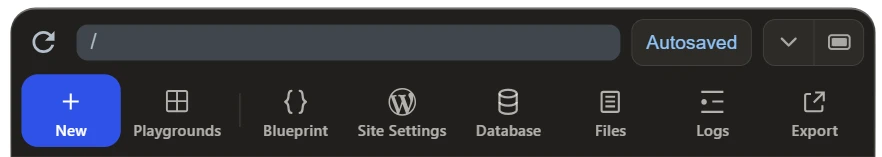WordPress Playground Toolbar(ドック)