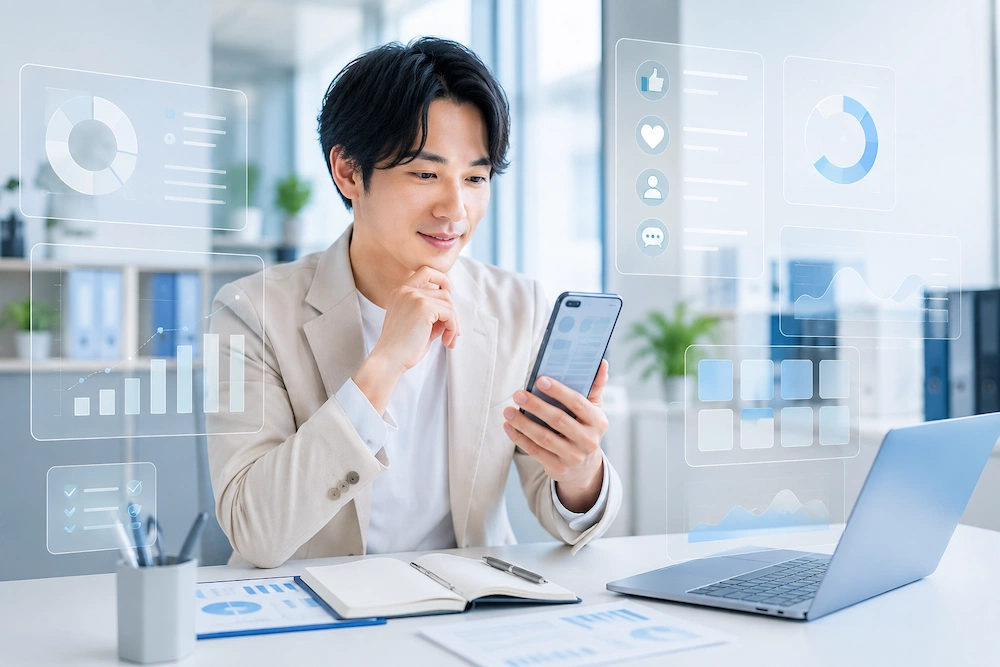 Instagramを見ている人