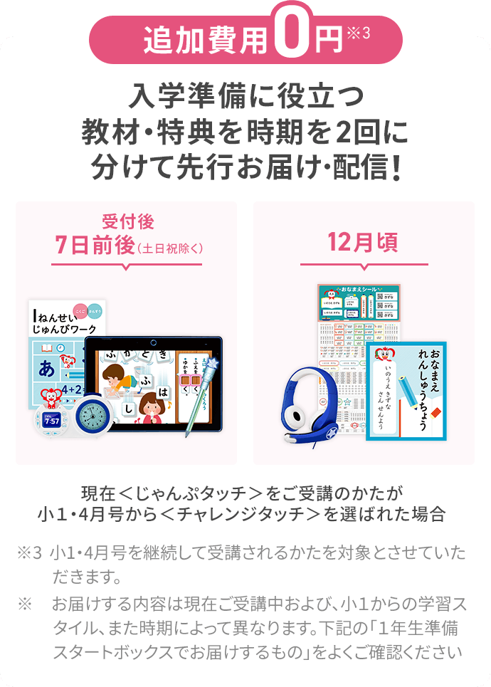会員のかた向け（ご登録）】1年生準備スタートボックス先行お