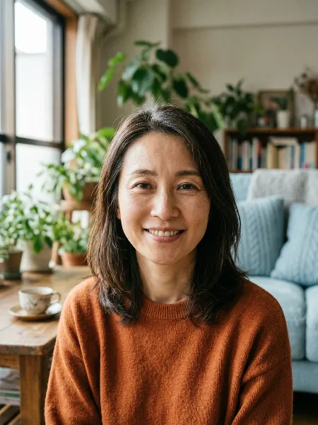 深いほうれい線が刻まれた女性