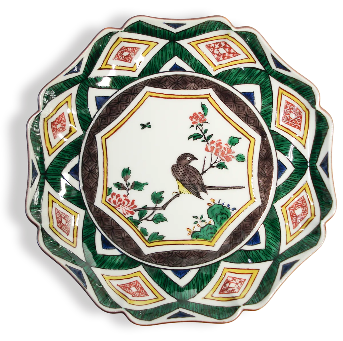 古九谷粟屋窯色絵山系図手付大急須銀の留め金 古九谷粟屋窯色絵山系図手付大急須銀の留め金