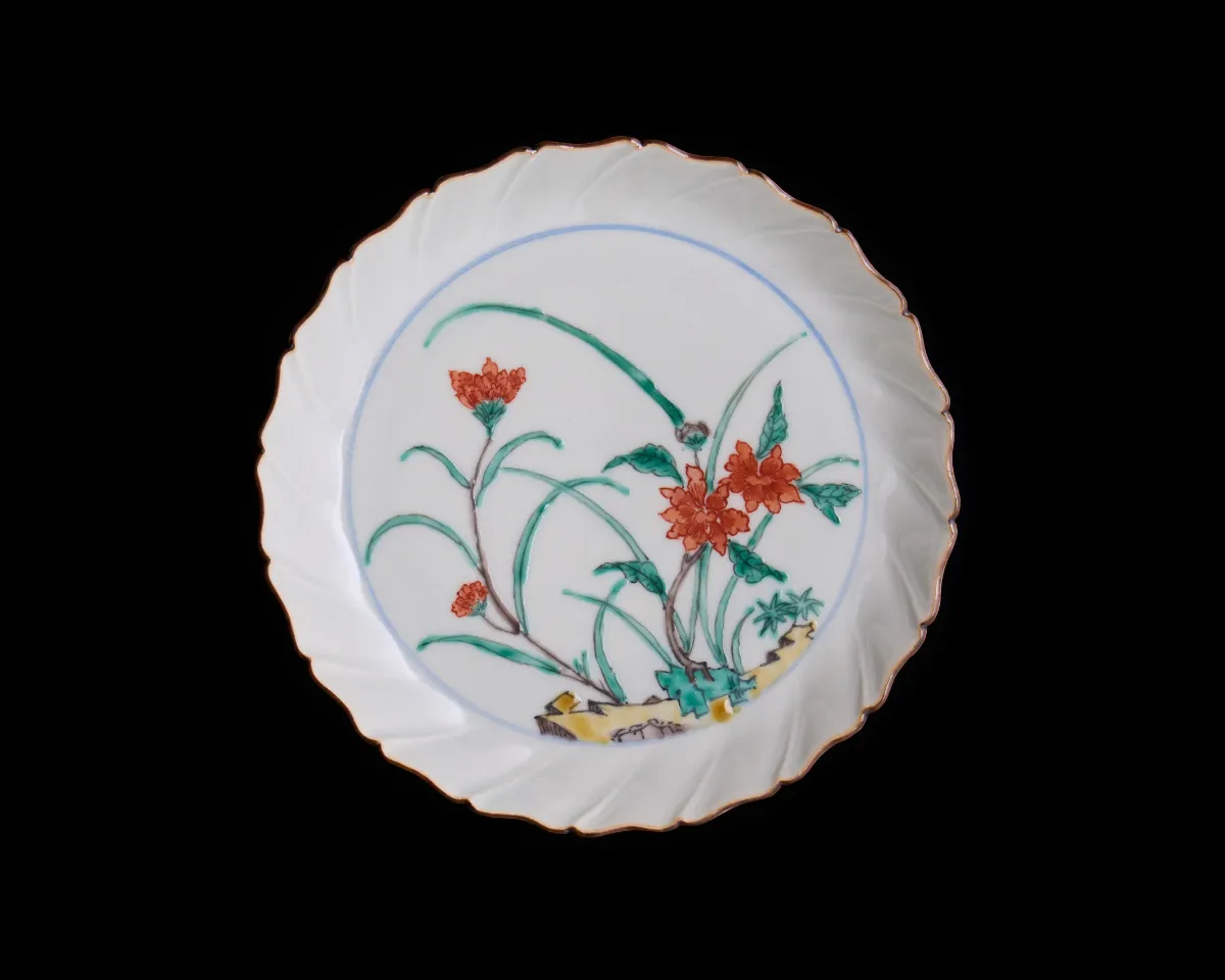 捻縁縁赤柘榴紋 五寸皿 渡邊心平作品 WS24-01 | web-shop MITATE
