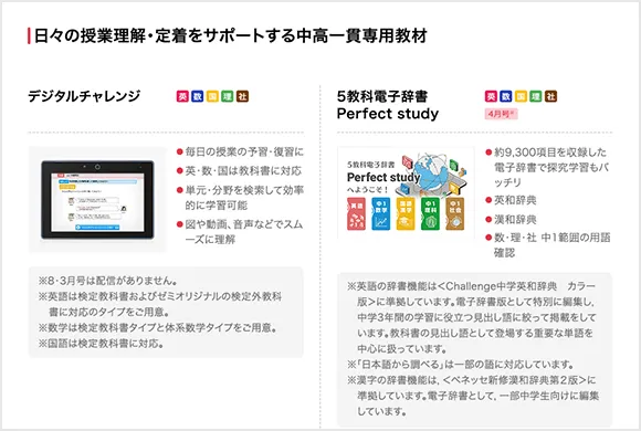 中学1年生の方向け | 中高一貫校生向け | 進研ゼミ中学講座