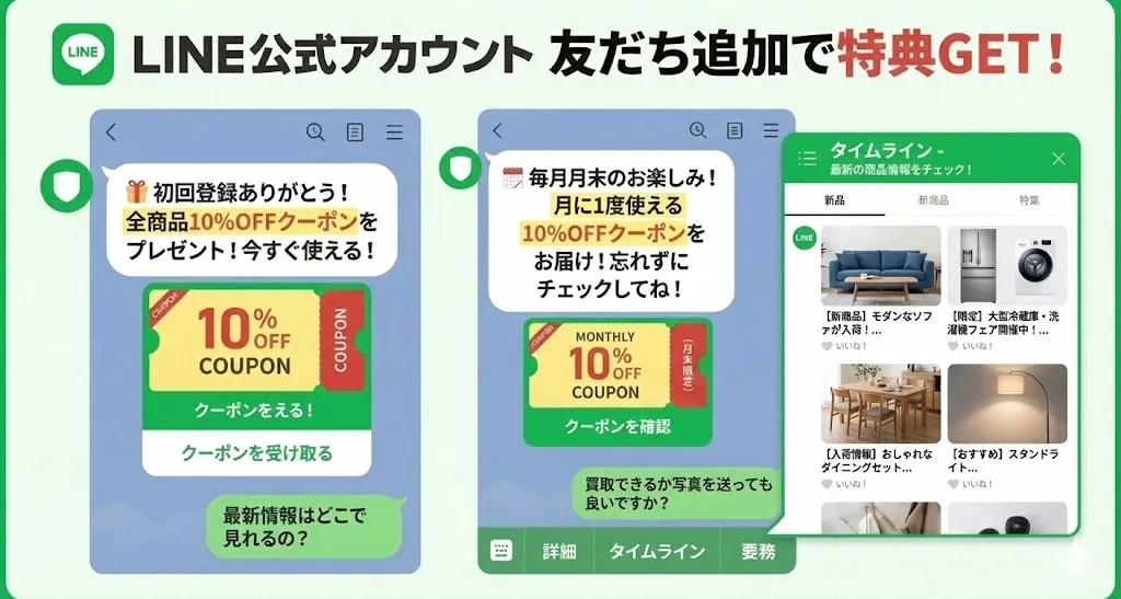 コスモスペースのLINE公式アカウントならではの、お得なサービス画像