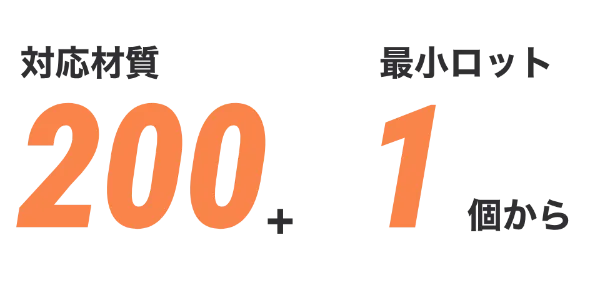 対応材質200種類以上最小ロット1個から