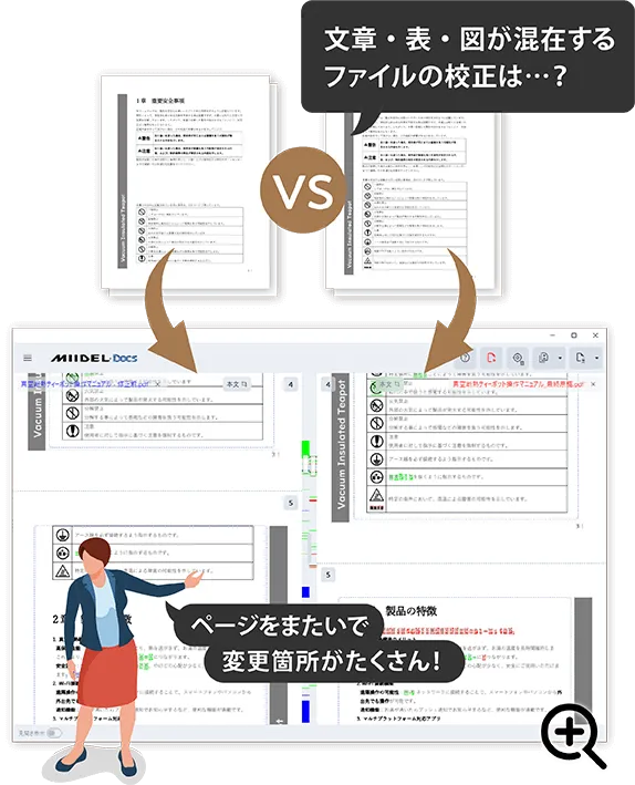 変更前後の文書を比較して文字校正