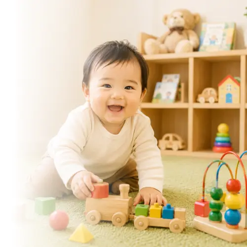 お子様連れでも安心のキッズスペース完備の様子