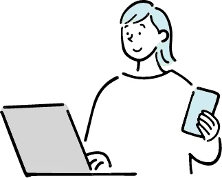 パソコンを見る女性のイラスト