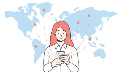スマートフォンを触る女性