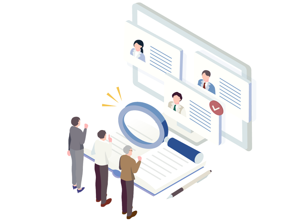 ホームページを通して企業と求職者がつながるイラスト