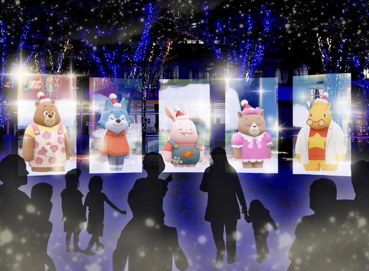 Doctor Baku Christmas Choir book as a projection mapping show at Tamaari Town Christmas Market in 2022
