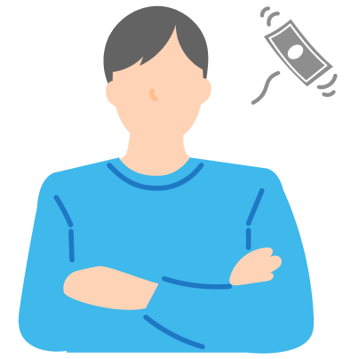 腕を組んで費用について考える男性のイラスト