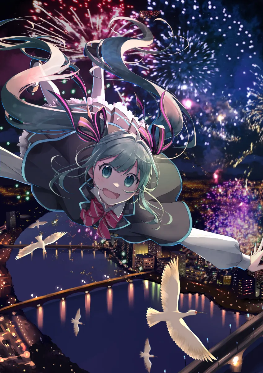 初音ミク　夜空プログラム　宙刻ARt セル画風 初音ミク 夜空プログラム 宙刻ARt セル画風 初音ミク 夜空