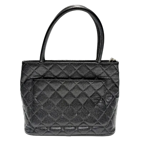 CHANEL シャネル 復刻トート A01804 キャビアスキン ブラック シルバー