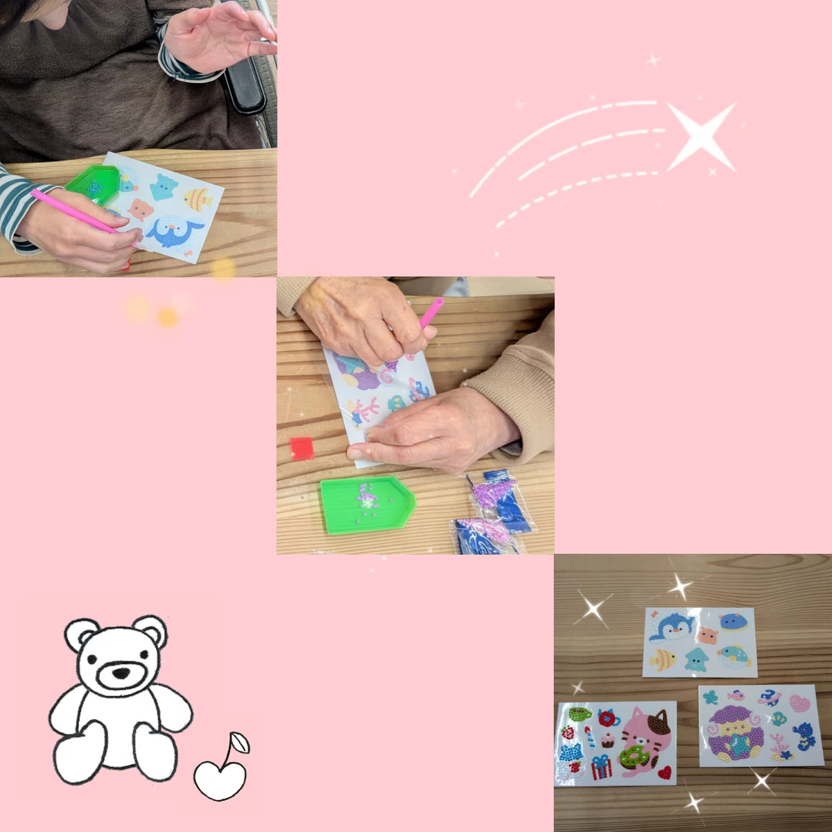 ご利用者様がビーズアートをしている写真