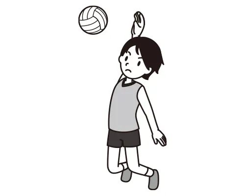 バレーボールでスパイクしようとしている男の子のイラスト（児童書籍用）