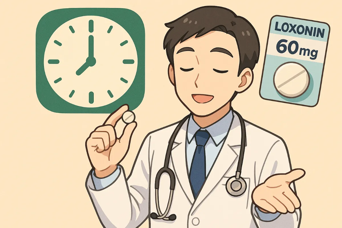 ロキソニン60mgの効果と効果時間イラスト